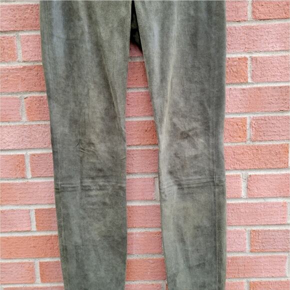 Theory Ima Sintra Fatigue Olive Suede Leggings size 8 - Picture 4 of 9